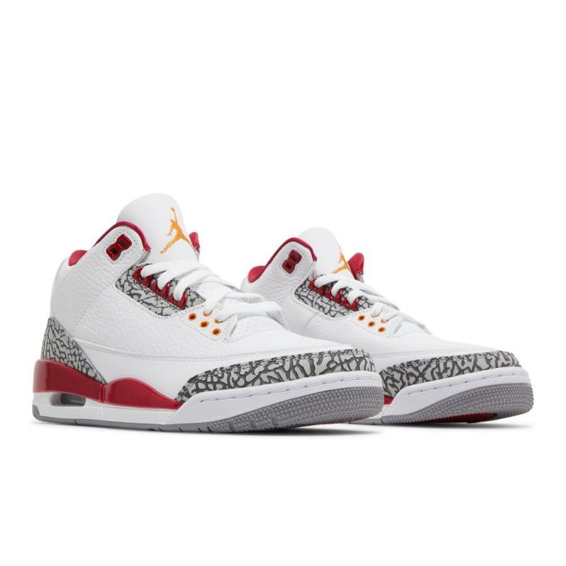 Air Jordan 3 Retro Hvit Rød Grå Herresko