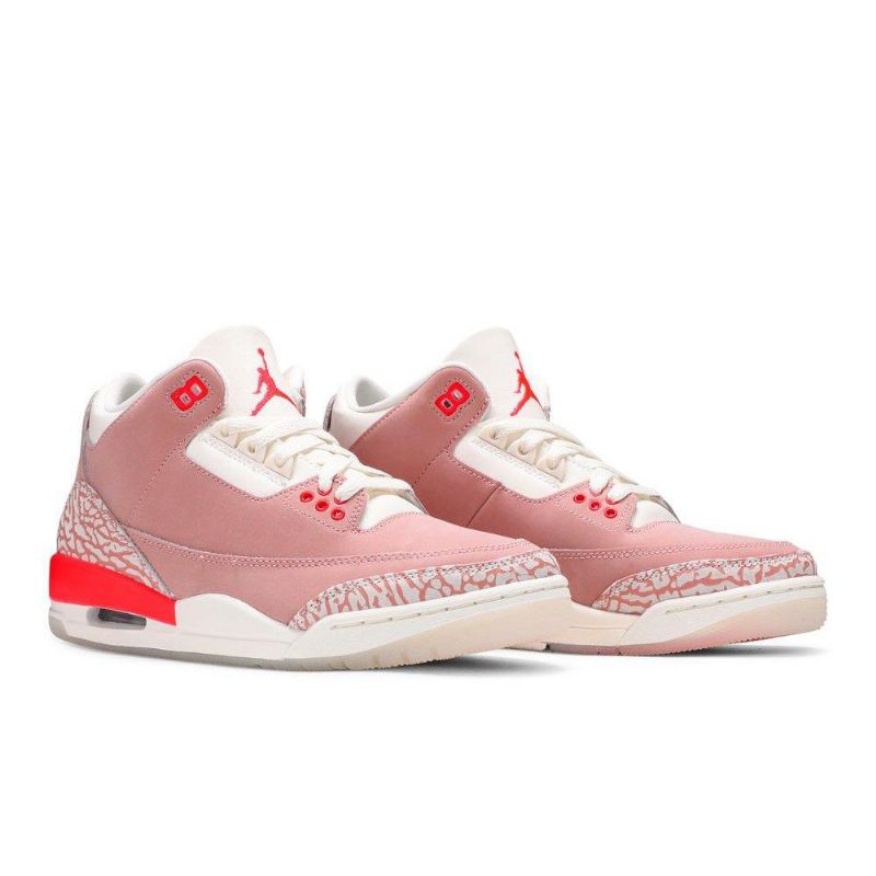 Air Jordan 3 Retro Hvit Rosa Rød Damesko
