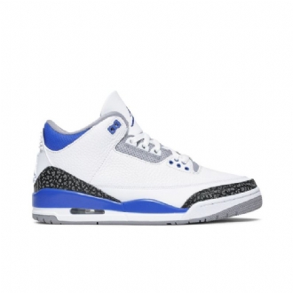 Air Jordan 3 Retro Hvit Svart Grå Blå Herresko
