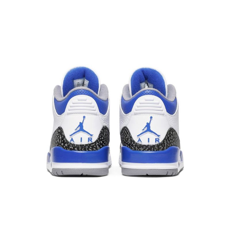Air Jordan 3 Retro Hvit Svart Grå Blå Herresko