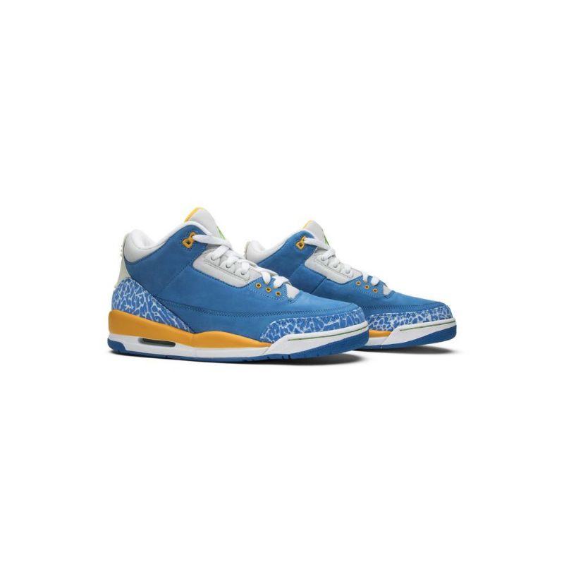 Air Jordan 3 Retro Ls Blå Hvitt Gull Herresko