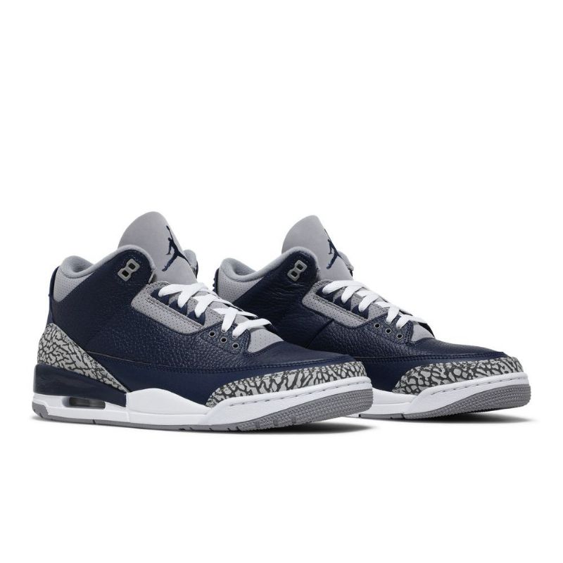 Air Jordan 3 Retro Mørke Blå Grå Hvit Herresko