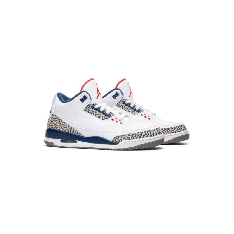 Air Jordan 3 Retro Og Hvit Blå Grå Herresko