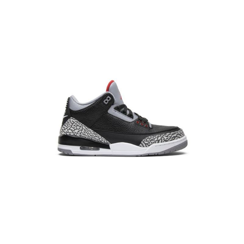 Air Jordan 3 Retro Og Svart Grå Rød Hvit Herresko