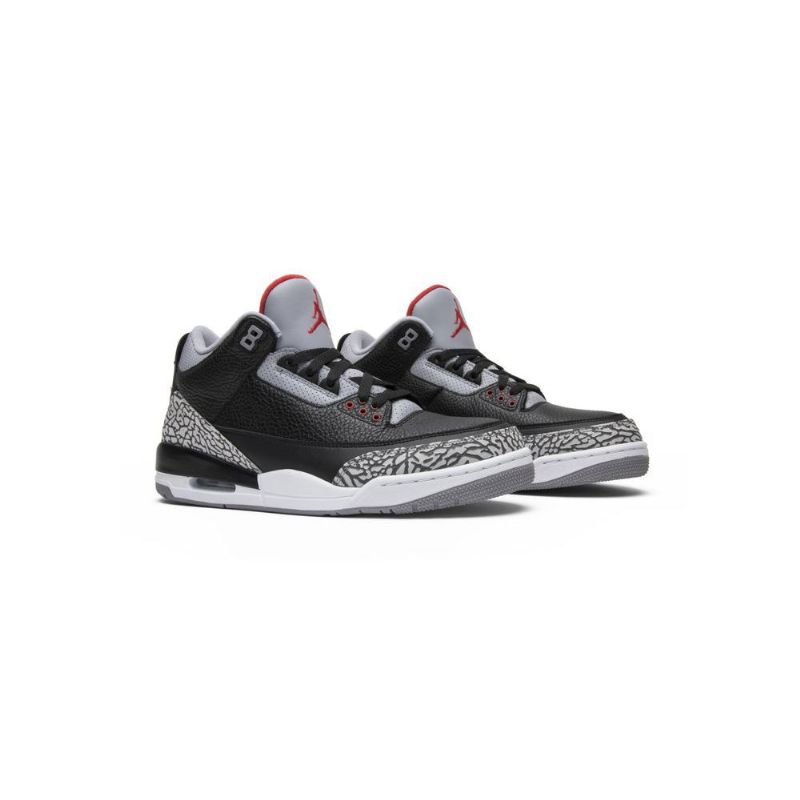 Air Jordan 3 Retro Og Svart Grå Rød Hvit Herresko