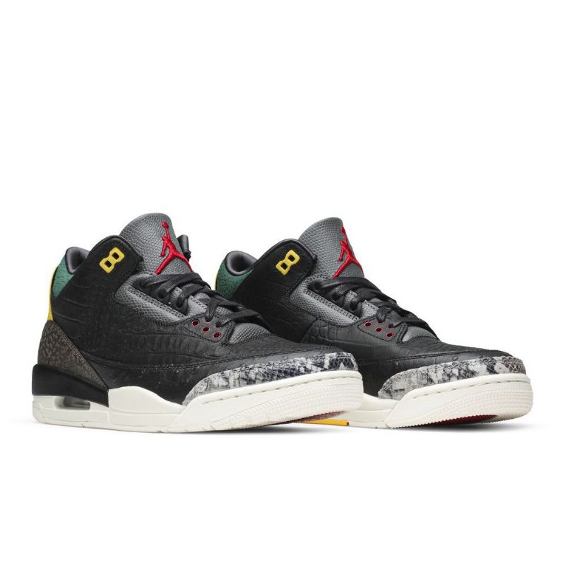 Air Jordan 3 Retro Se Svart Grønn Gul Rød Herresko