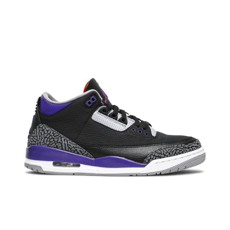 Air Jordan 3 Retro Svart Grå Lilla Hvit Herresko