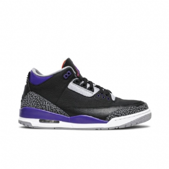 Air Jordan 3 Retro Svart Grå Lilla Hvit Herresko