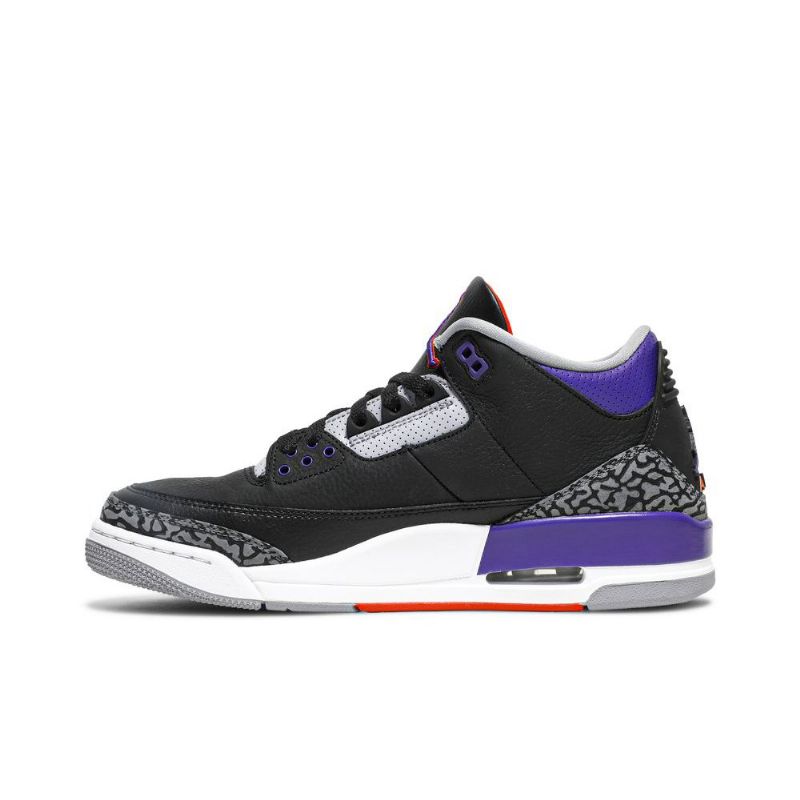Air Jordan 3 Retro Svart Grå Lilla Hvit Herresko