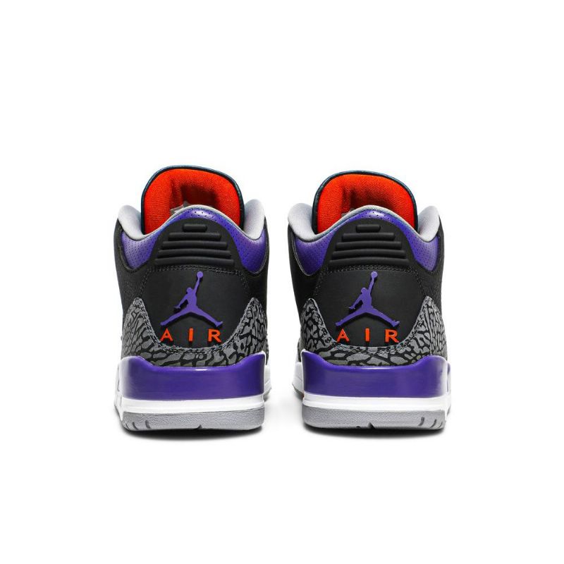 Air Jordan 3 Retro Svart Grå Lilla Hvit Herresko