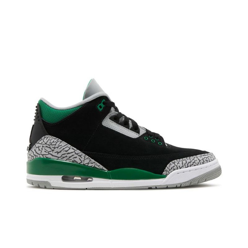 Air Jordan 3 Retro Svart Grønn Grå Hvit Herresko