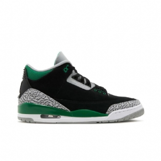 Air Jordan 3 Retro Svart Grønn Grå Hvit Herresko