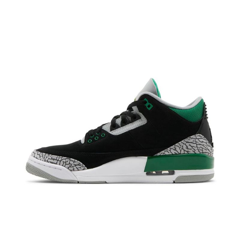 Air Jordan 3 Retro Svart Grønn Grå Hvit Herresko
