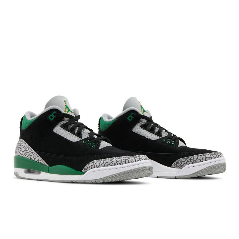 Air Jordan 3 Retro Svart Grønn Grå Hvit Herresko